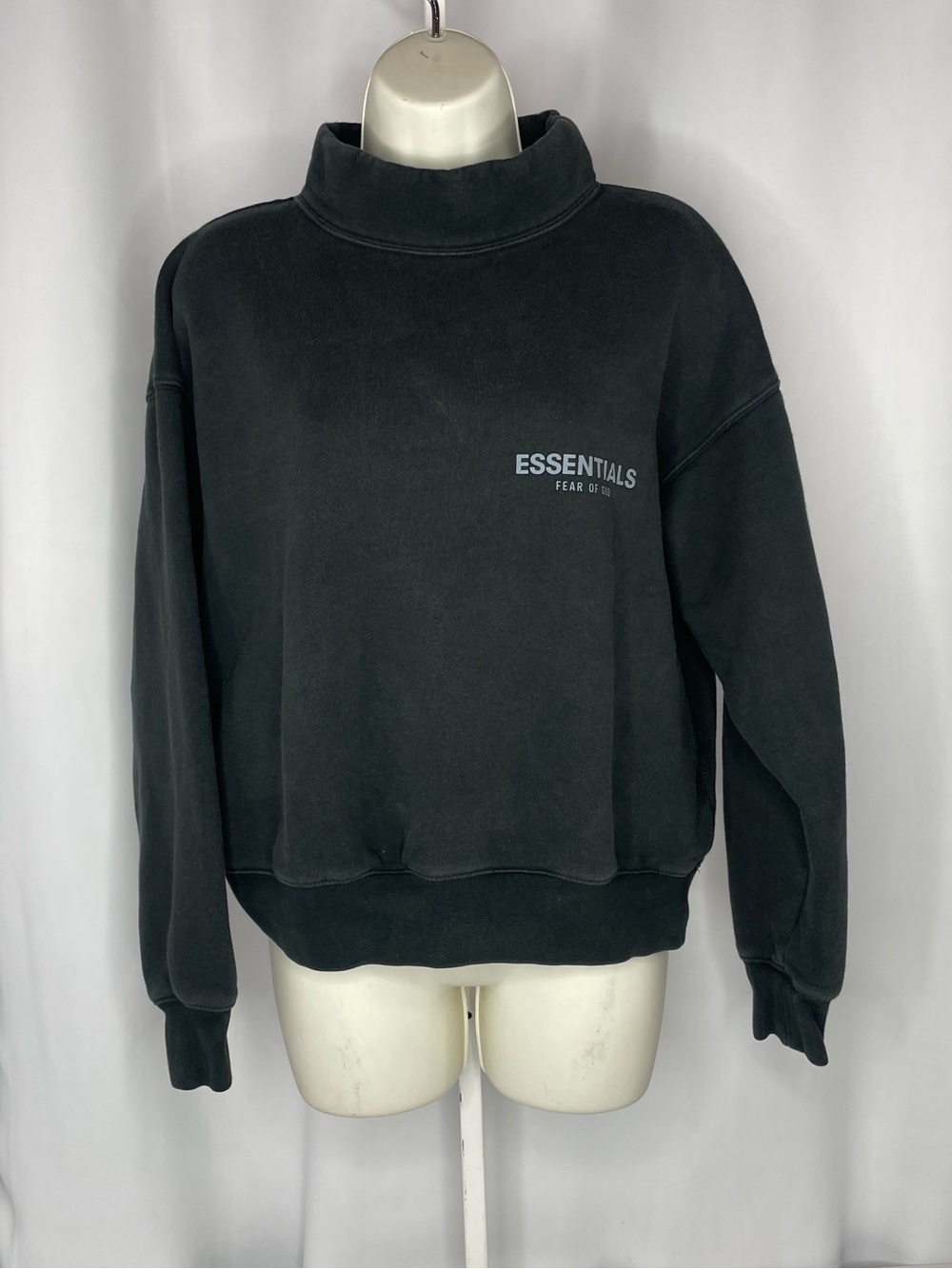 Fear of God Essentials Mock Neck Sweatshirt XXS Black Pullover Oversized